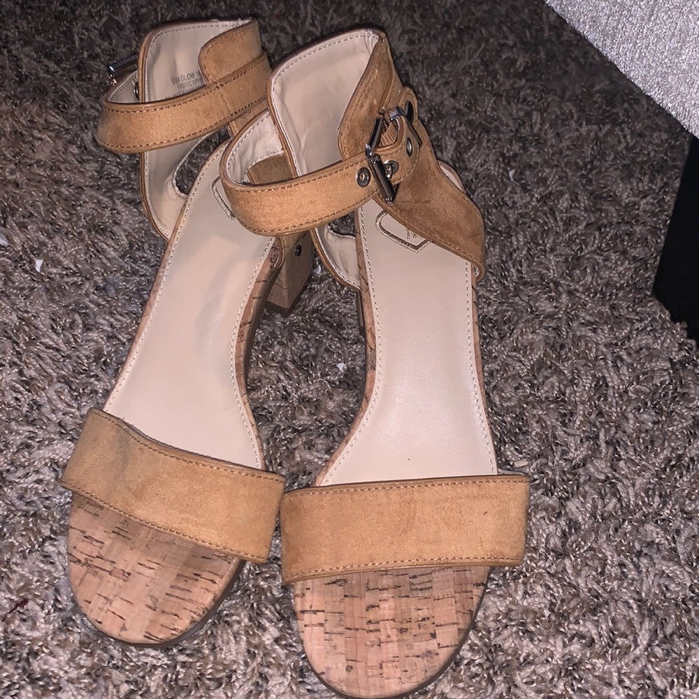 Strappy tan sandals by Madeline